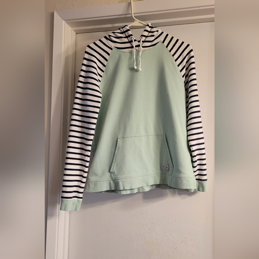 Orvis Stripe Sleeve Hooded Pullover Hoodie Size S